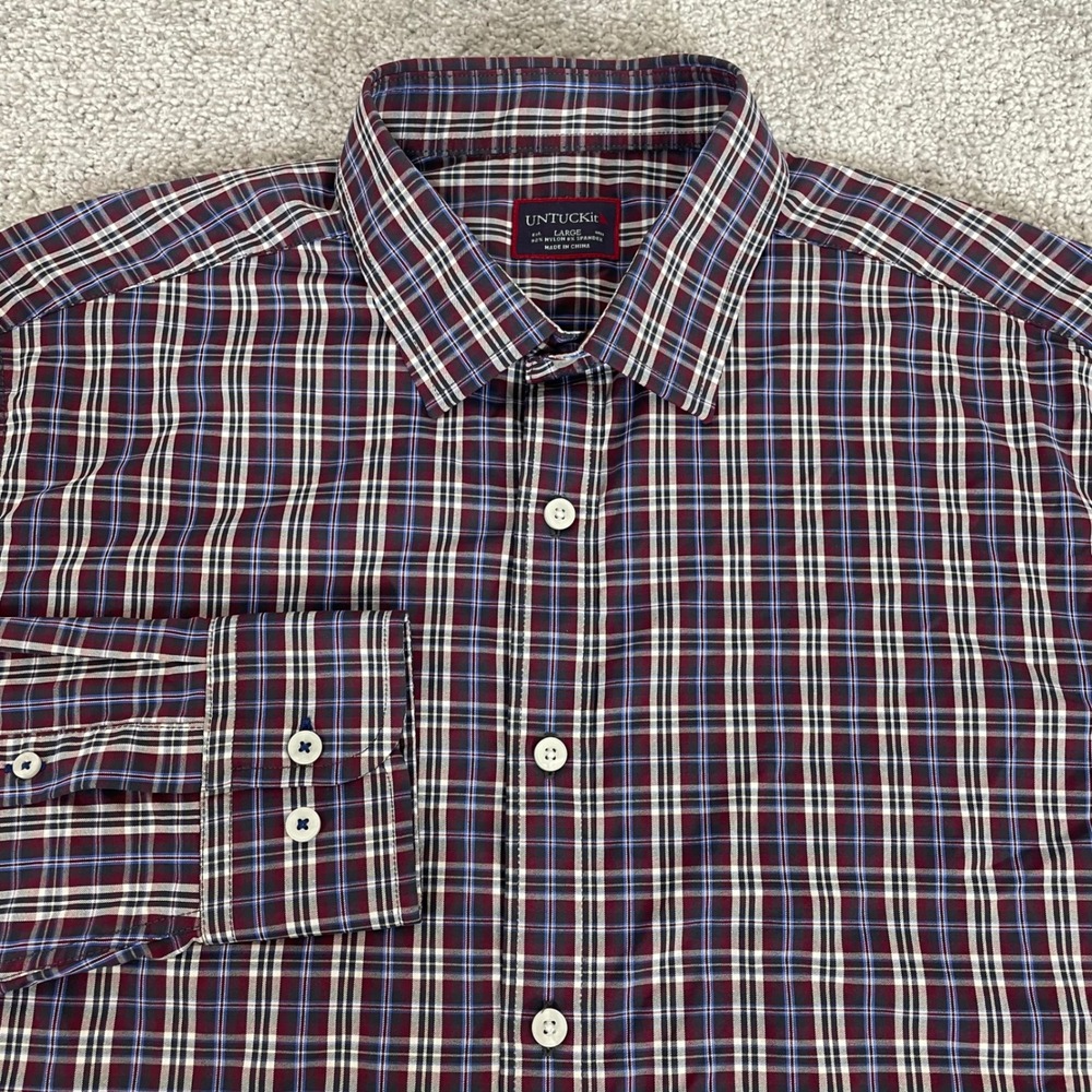 UNTUCKit Button Up Shirt Mens Large Nylon Blend Performance Stretch Millbrook
